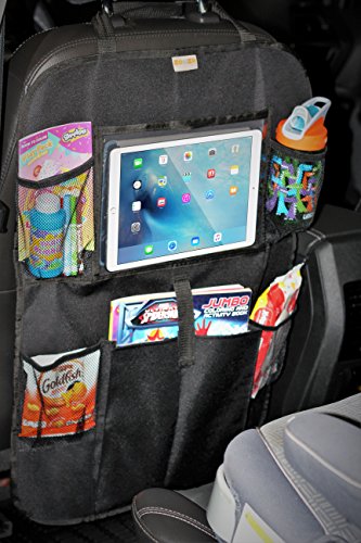 Zohzo Car Back Seat Organizer With Tablet Holder - Touch Screen Pocket for Android & iOS Tablets up to 10.5" - Multipurpose Use as Auto Seat Back Protector, Kick Mat, Car Organizer - Thumbnail 5