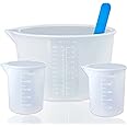 Demorex Silicone Measuring Cups for Epoxy Resin, Reusable Mixing Cups, Melt Stir Squeeze & Pour Measuring Cups Easy Clean for Molds, Jewelry, Candle Making (600ml/20OZ*1+100ml*2+ Sir Stick*1)