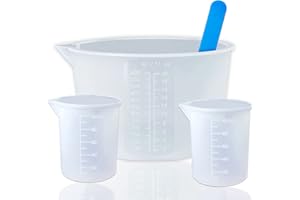 DEMOREX Silicone Resin Measuring Cups Tool Kit- 600ml/20oz Resin Mixing Cups, 2Pcs 100ml Measuring Cups, Silicone Stir Sticks, Resin Mixing Kit for Epoxy Resin, Molds, Jewelry Making, Waxing, Easy Clean