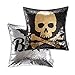Ashler Halloween Set of 2 Magic Reversible Sequin Mermaid Throw Pillow Covers Skeleton and Bats for Haunted House Decoration 18 x 18 Inches 45 cm x 45 cm