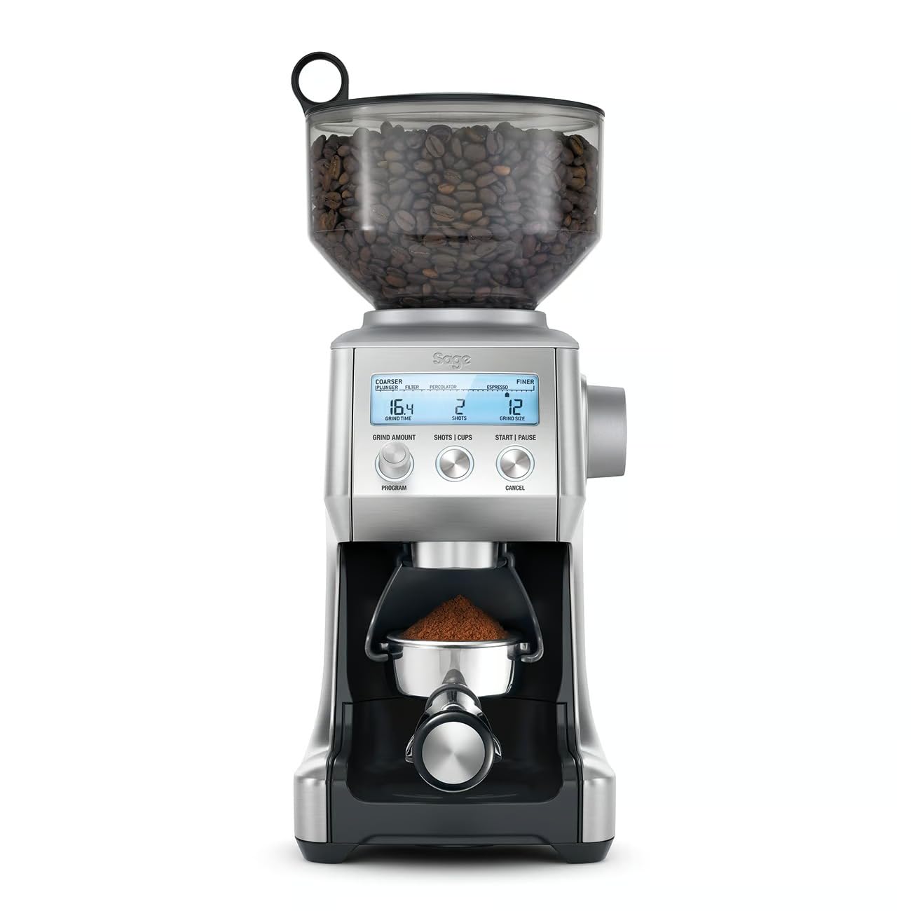Sage - The Smart Grinder Pro - Conical Burr Coffee Grinder - Programmable, Automatic - 450g Coffee Bean Capacity, 60 Precise Grind Settings - Brushed Stainless Steel