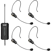ealsem ES-384 4-CH UHF Wireless Headset Microphone System - 164ft Range, Rechargeable Receiver, Plug-and-Play for Live Events - 4 Headset Mics Included