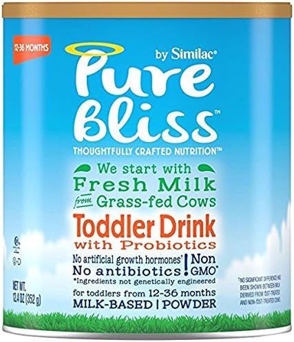 2 Pack - Pure Bliss by Similac, Toddler Drink with Probiotics, For Toddlers 12-36 months, Milk Based Powder, 12.4 OZ each can