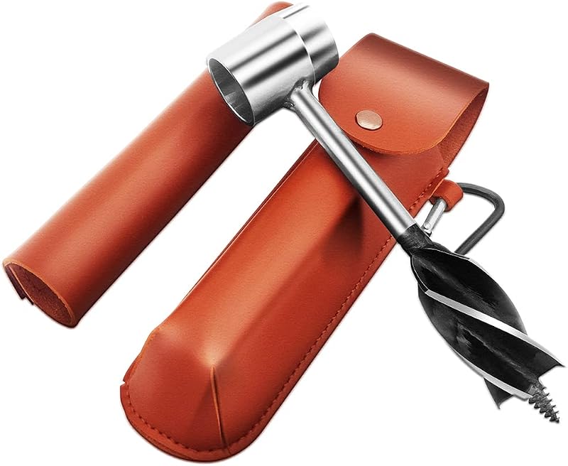 VOANZO Manual Auger Drill Stainless Steel Wood Peg Hole Tool Camping Bushcraft