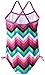 Kanu Surf Girls' Layla Beach Sport Banded 1 Piece Swimsuit, Olivia Pink Chevron, 6