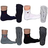 Non Skid Women Socks Yoga Ankle Socks Cotton Socks Crew Socks with Grips Perfect for Pilates,Barre Pack of 4