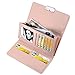 Wallet-SUN Women Multi-card Trifold Fold Long Zipper Clutch Purse (pink)