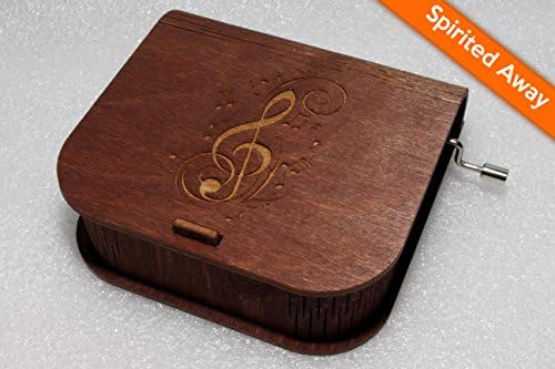 Spirited Away Music Box - #8 - Engraved Wooden Box - "Spirited Away" Tune - Chihiro Haku Yubaba Zeniba No-Face River Spirit - Hand Crank Movement
