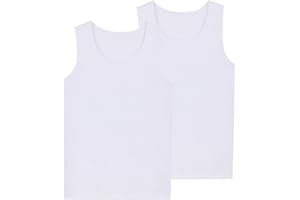 Hercugifts 2Pcs Girls/Kids/Boys Cotton Undershirts Tank Tops Soft Sleeveless Shirts