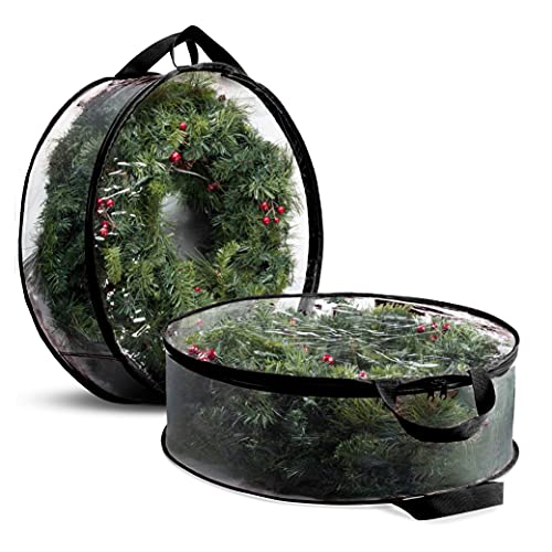 ZOBER Christmas Wreath Storage Container 30 Inch Plastic Wreath