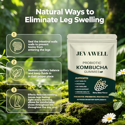 JEVAWELL Kombucha Gummies, Supports Digestive Health & Gut Balance, Daily Wellness Formula, 60 Gummies