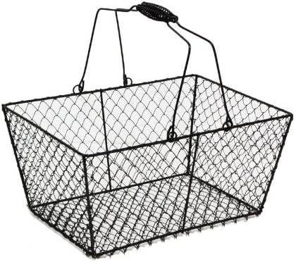 Wire Storage Basket with Handles for Shelves, Pantry, Closet or Home Decor by HomeSimple (Black)