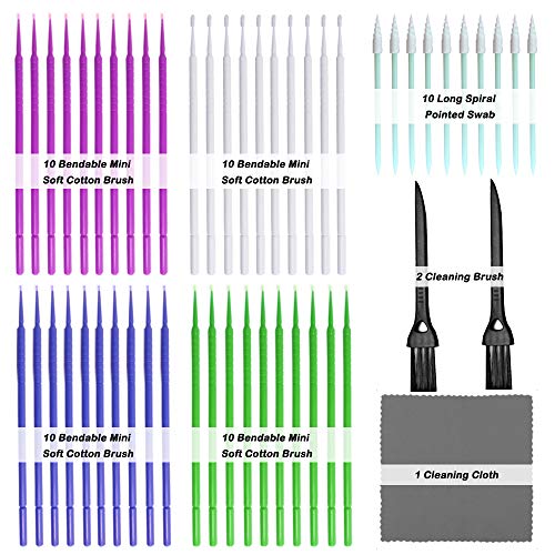 53 Pcs Cleaning Kit,Sonku Bendable Mini Soft Cotton Brushes Long Spiral Pointed Swabs with Anti Static Cleaning Brushes and Cleaning Cloth for iPhone 11 Pro,Tablet,Camera,Laptop,or Computer Cleaning