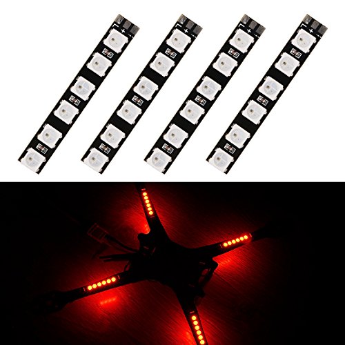 4pcs RGB LED Strip 5V LED Light Board Taillight WS2812 5050 7 Colors LED 6 LED Lamp Night Light with Driver Development Board for RC Drone FPV Racing Quadcopter