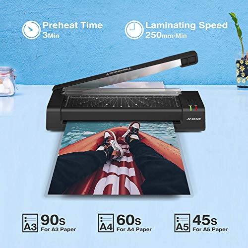 Laminating Machine, A3 Laminator Machine, 13 inches, 20 Laminating Pouches, Paper Cutter, Corner Rounder, Thermal Laminator for Home School Office Use, Black - Thumbnail 2