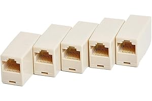 5PCS RJ45 Jack In-Line Coupler Cat7 Cat6 Cat5 8P8C Network Patch Cable Connector Extender Female to Female White d Sturdy and