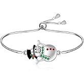 Fenthring Christmas Snowman Bracelet for Women 925 Sterling Silver Holiday Snowman Christmas Bracelets Jewelry Adjustable