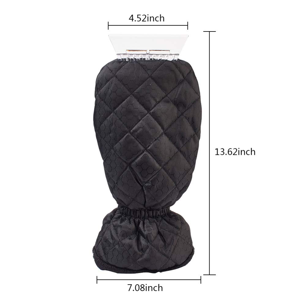 2pcs Winter Snow Gloves Scraper, PS Blade Scraper Ice Mitten, Waterproof Thick Fleece Elastic Wristband Oxford Cloth Cleaning Snow Shovel Scraper Tool for Car Windshield
