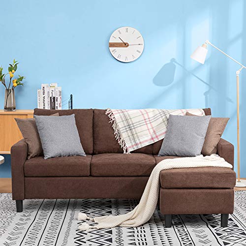 Walsunny Convertible Sectional Sofa for Small Space LShaped Couch with