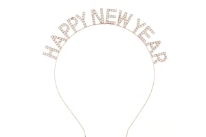 Mookiraer Christmas Headbands Happy New Year Headband Tiara,New Year Eve Women's Sparkly Rhinestone New Year Tiara Headband Party Hair Accessory (Rose Gold)