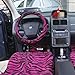 OxGord 21pc Zebra Car Seat Cover, Carpet Floor Mat, Steering Wheel Cover and Shoulder Pad Set - Universal Fit, Truck, SUV, or Van - Hot Pink
