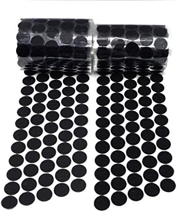 Ecooy 3/4" Diameter 2cm 500 Pcs(250 Pairs) Round Dots Coin Straps Self Adhestive Hook And Loop Strips With Super Sticky Glue Fastener - Black