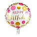 Happy Birthday Foil Balloons Round Mylar Helium Balloon Party Decorations Supplies 18 Inch Pack of 6