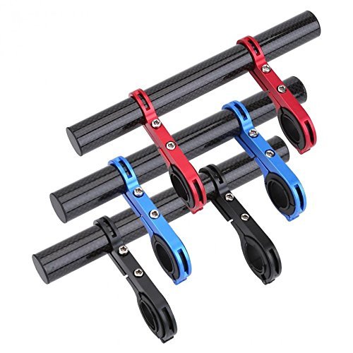 PGMJ 7.88"/31.8MM Bicycle Double Handlebar Extensions Bike Mounts Carbon Fiber Bracket with Bicycle Front Light Clamp(Black)