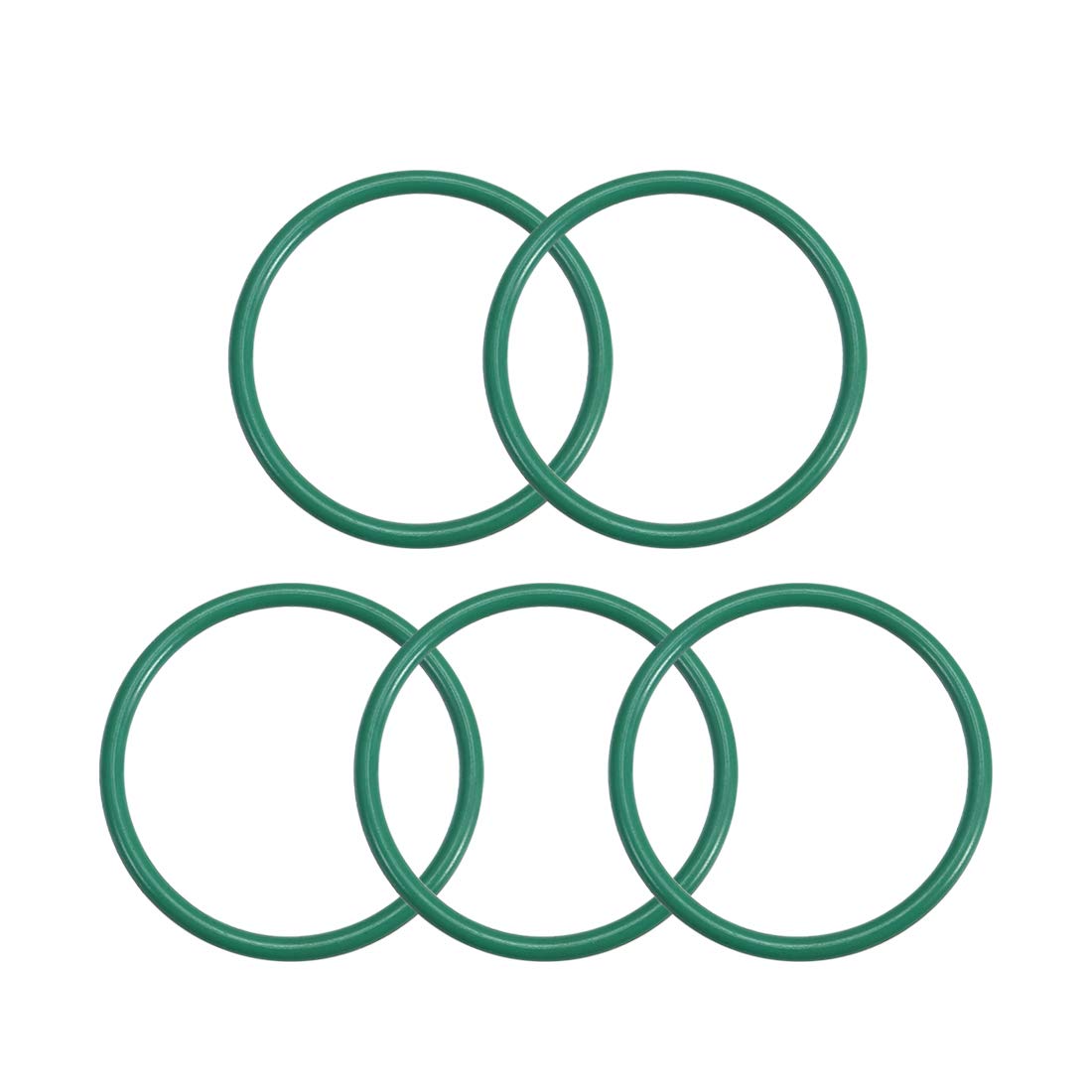 sourcing map Fluorine Rubber O-Rings, 22mm OD 19mm ID 1.5mm Width FKM Seal Gasket for Machinery Plumbing, Green, Pack of 5