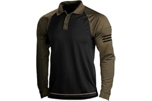 HARGLESMAN Mens American Flag Long Sleeve Polo Shirt