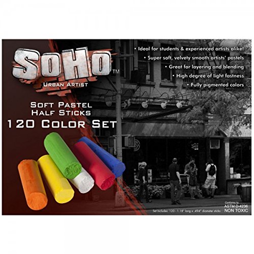 SoHo Urban Artist Soft Pastel Half Stick Pastel Set For Artists With Deluxe Travel Storage Box High Light Fastness Perfect For Layering And Blending - [Set of 120 - Assorted Colors]