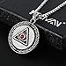 HZMAN Masonic Triangle All Seeing Eyes Necklace for Men, Stainless Steel Eye of Providence Pendant (Red CZ)