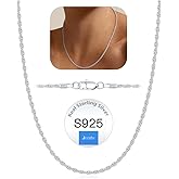 Jewlpire 18K Gold Plated 925 Sterling Silver Rope/Cuban/Paperclip/Herringbone Chain Necklaces for Women, Hypoallergenic Women's Chain Necklaces 16+3 Inch