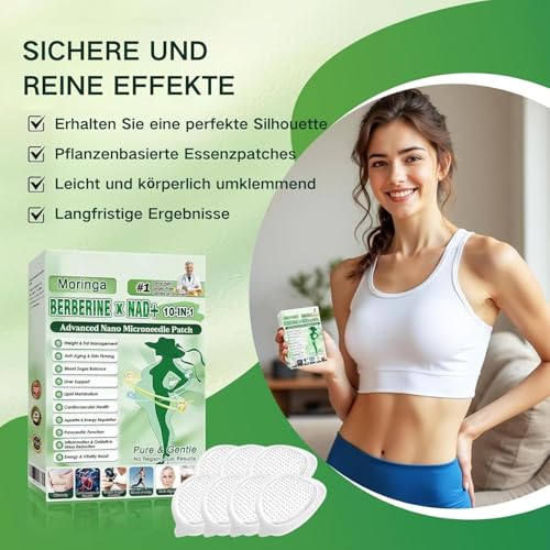 Slimming Plasters, Pack of 21 Moringa 10-in-1 Plasters for Body Care, Discreet Body Care Patch for Belly & Waist, Easy to Use, Value Pack