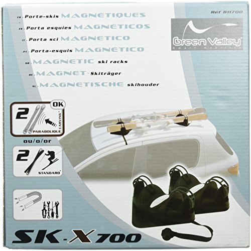 Green Valley Car Ski Carrier Rack Magnetic Fits Most Vehicles x2 Pairs of Skis Roof Mount