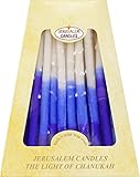 Chanukah Candles 45 Hanukkah Candles, Frosted Blue, Light Blue, White - Hand Made in Israel
