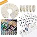AIFAIFA 76 PCS Nail Stickers, Golden Silver Nail Art Water Transfer Decals, Metallic Nail Stickers Butterfly Lace Flower Dream Catcher Feather Nail Decorations with a Tweezer
