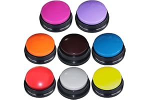 FRQNTKPA 8 Color Voice Recording Button, Dog Buttons for Communication Pet Training Buzzer, 30 Second Record & Playback, Funny Gift for Study Office Home wtih Whire and Coffee