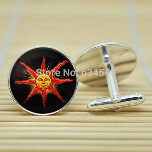 Pretty Lee Dark Souls In Silver Cufflinks Glass Cabochon Cufflinks C3235