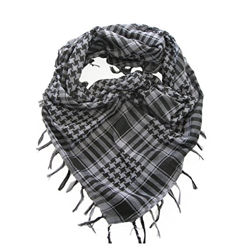 Trendy Plaid & Houndstooth Check Soft Square Scarf - Different Colors Available, Gray & Black