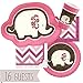 Pink Elephant -  Party Tableware Plates, Cups, Napkins - Bundle for 16
