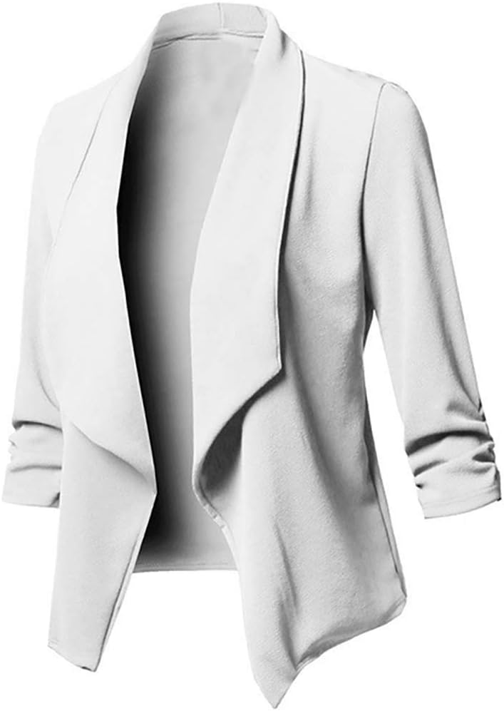 🌸 Women's Tops,Women's Solid Open Front Cardigan Long Sleeve Blazer Casual Jacket Coat Shirt Blouse