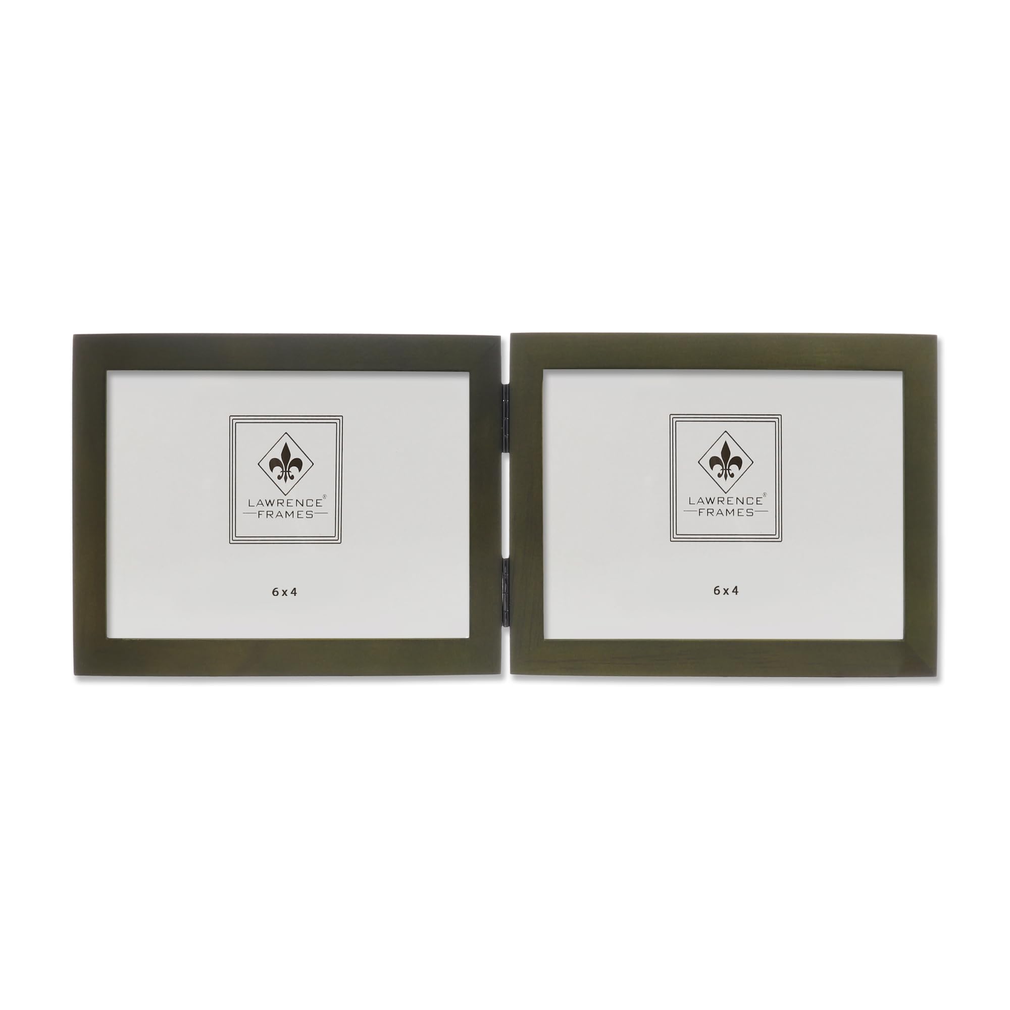 Lawrence Frames Collection Hinged Double Horizontal Wood Picture Frame Gallery, 4 by 6-Inch, Green