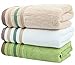 Maypluss 3-pack 100% Bamboo fiber Hand Towels in 12 x 27.5 inch,Easy Care,Maximum Softness and Absorbency Striped Towels