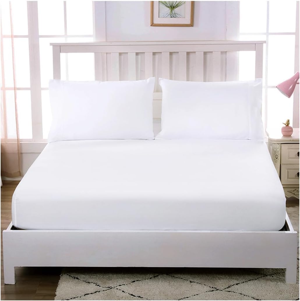 Queen Size Fitted Sheet Solid color Extra deep fitted bed sheets 16 inch (40 cm) Soft Brushed Microfibre Fabric - Shrinkage and Fade Resistant - Bottom Sheet 150 * 200cm