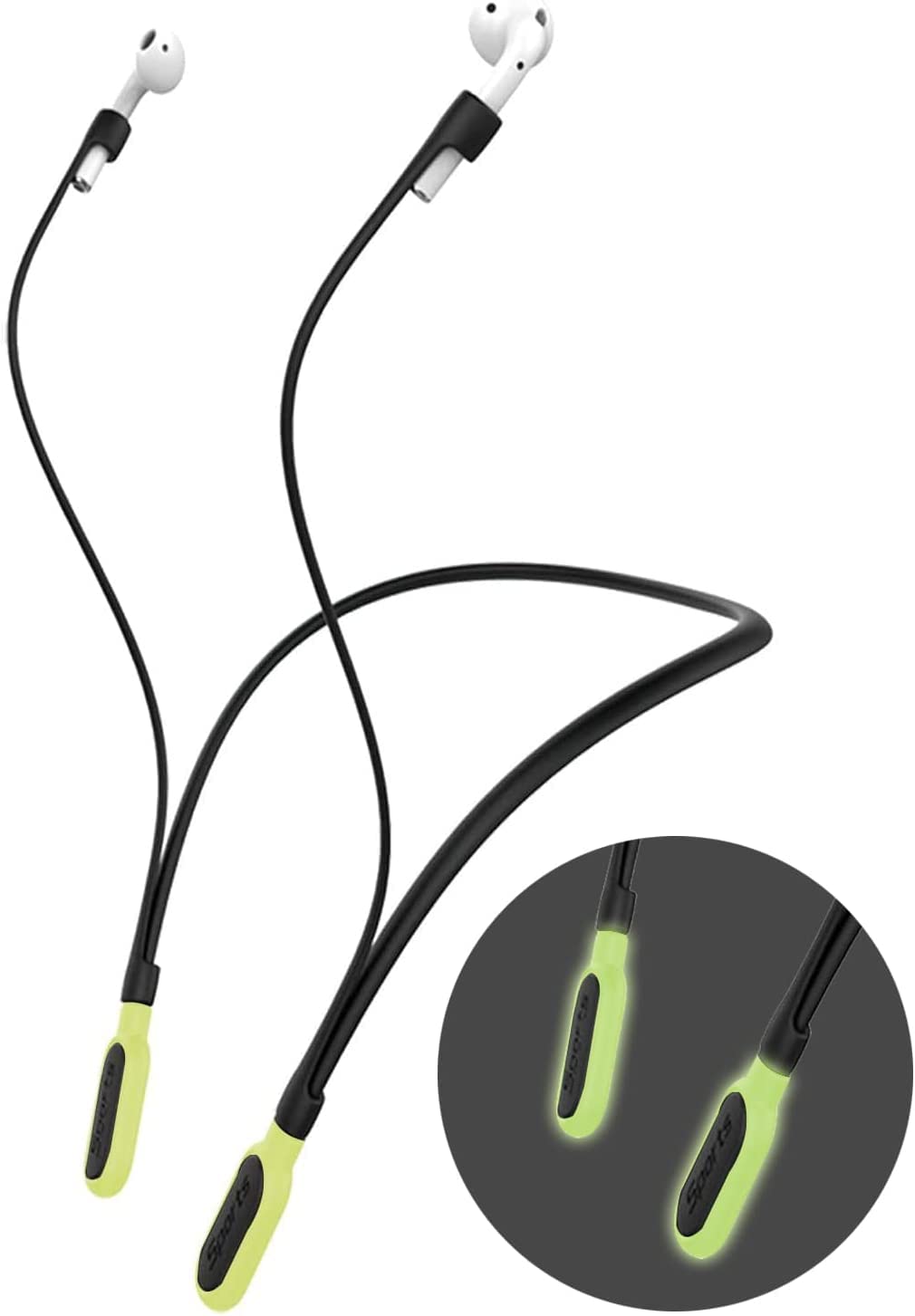 HALLEAST Earpod Pro 3 2 1 Earbuds 4/3/2/1 Skin-Friendly Silicone Neckband Strap, Lightweight Earpod Holder, Anti-Lost Wire, Cord for Gym, Earbuds Strap (Night Glow)