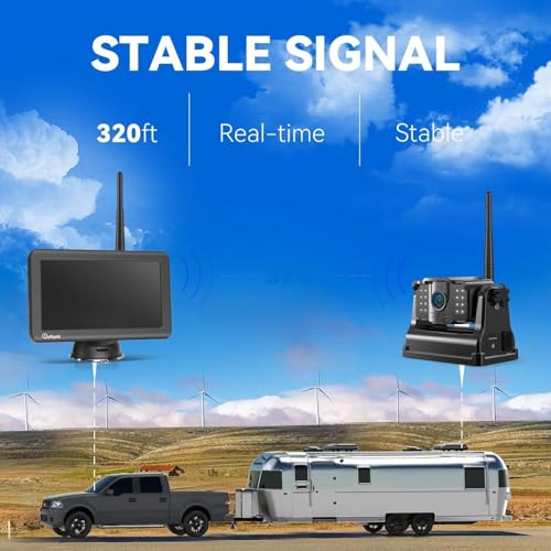 eRapta 2 Magnetic Reversing Cameras Wireless with 7 Inch 1080P Monitor: 9600 mAh Battery 2 Mins DIY Installation & Dual Split Wireless Reversing Camera, IP69K Waterproof Reversing Cameras for Car, Truck, Van
