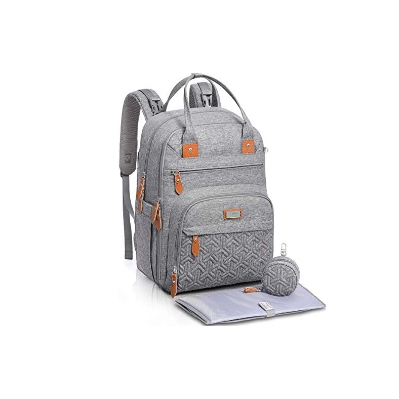 Diaper Bag Backpack, Unisex Baby Bags with Changing pad, Insulated Pockets & Pacifier Holder for Boys Girls, WELAVILA…