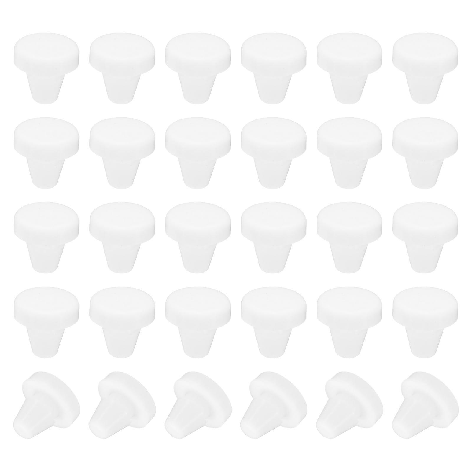 PATIKIL 5mm Diameter Silicone Round Snap, 40 Pcs in Type Locking Furniture Hole Plug Button Thick Head Protective Cover Fit for 5-5.5mm Hole for Seal Bulkhead Cylinder, White โ image 1