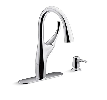 Kohler Mazz Pull Down Sprayer Kitchen Faucet With Multi Function Spray Head Featuring Sweep Spray And Docking Spray Head Technology With Soap Lotion Dispenser Chrome Finish Silver Amazon In Home Improvement